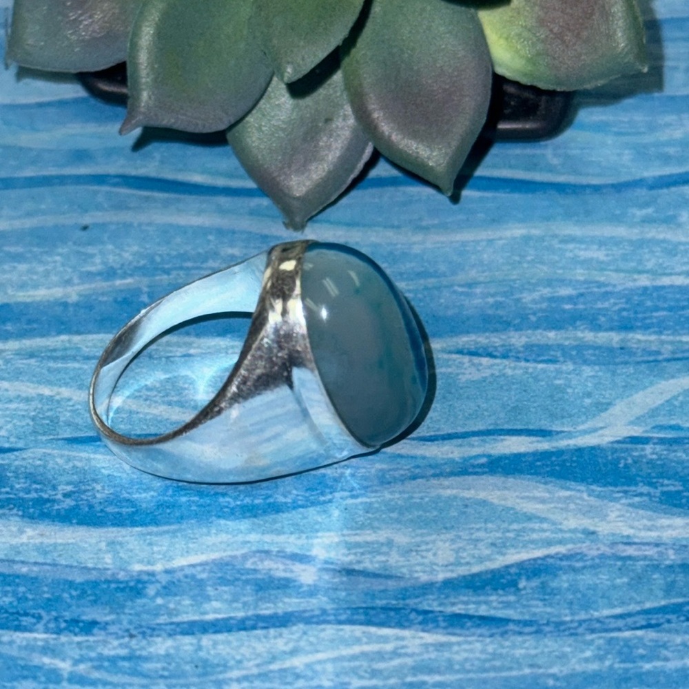 Silver Blue Botswana Agate Ring - image 4